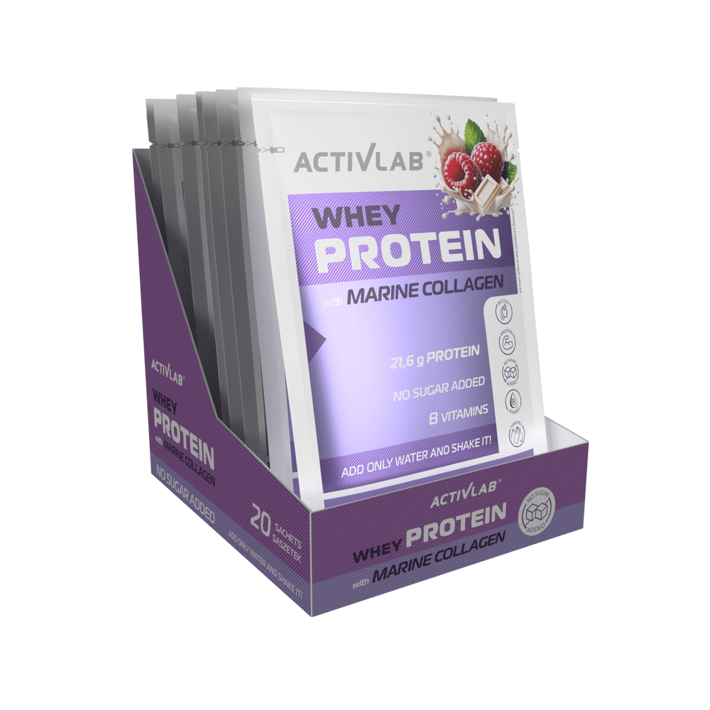 Опт Activlab Whey Protein with Marine Collagen 20x30 g Raspberry White Chocolate 12926 фотография